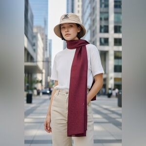 CHANEL Burgundy Silk Scarf Luxurious Wrap